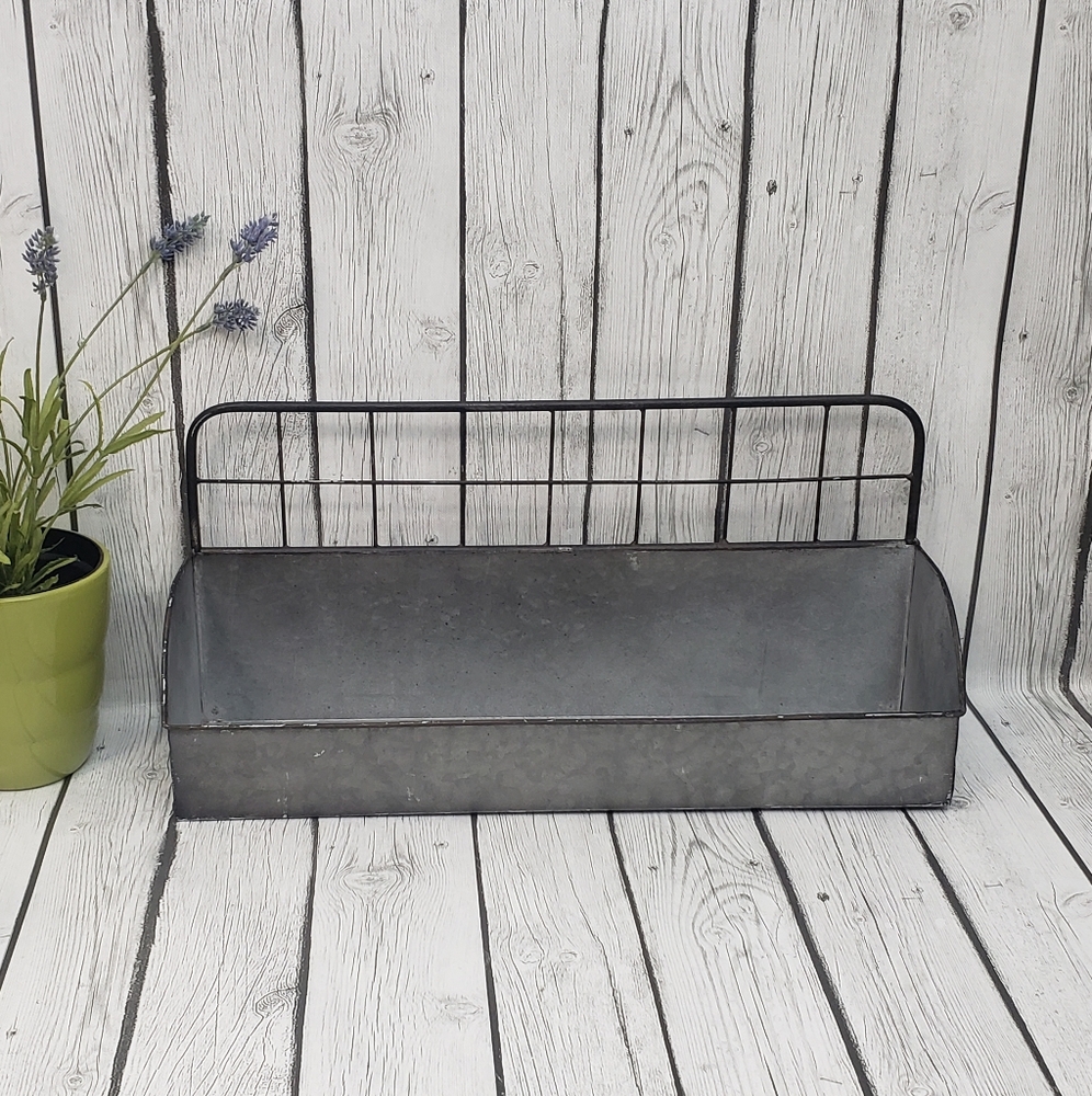 Galvanized Metal Bin Trough Rustic Industrial Wall Decor